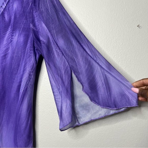 VTG y2k Timeson Women Top Medium Purple Fairy Mesh‎ Whimsical Layered Ethereal - Picture 6 of 11